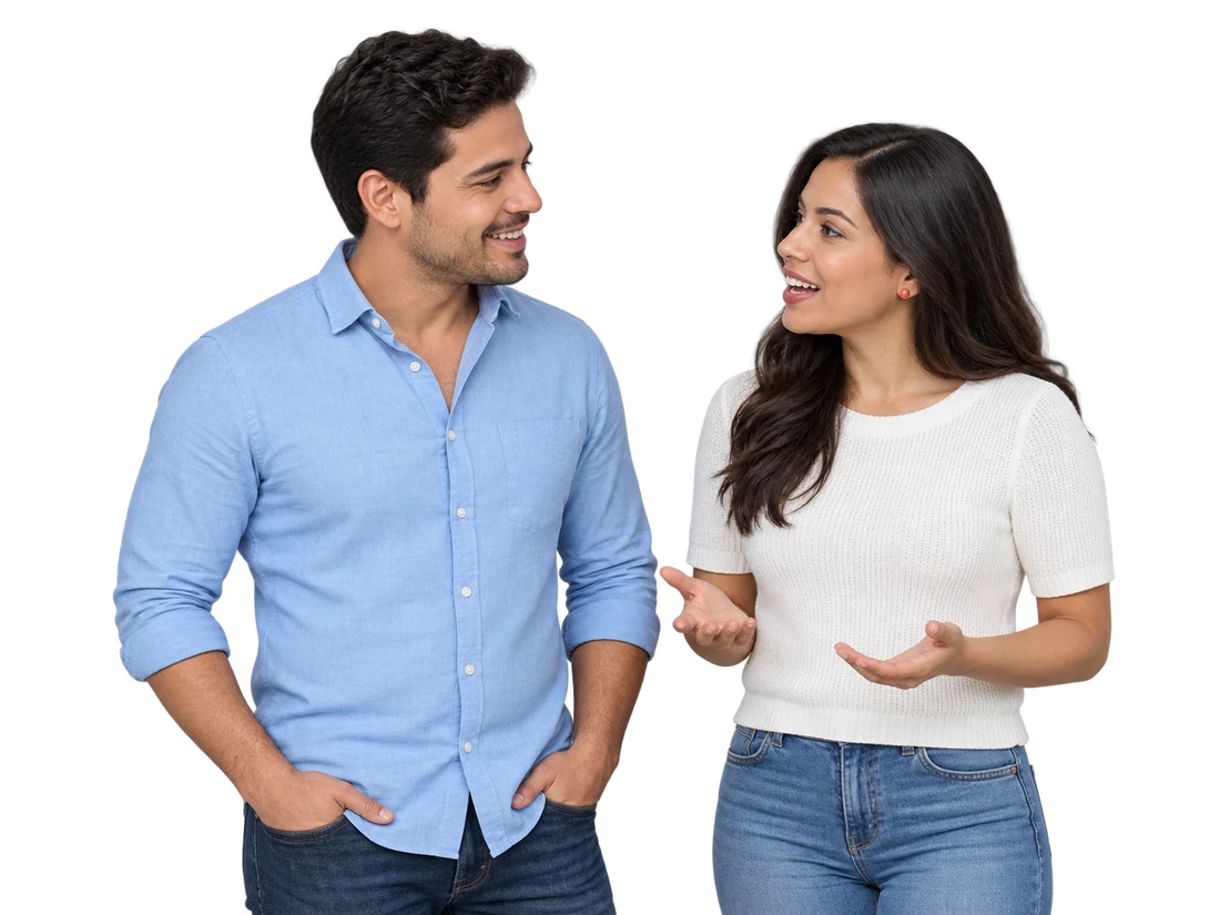 Dos adultos conversando frente a frente